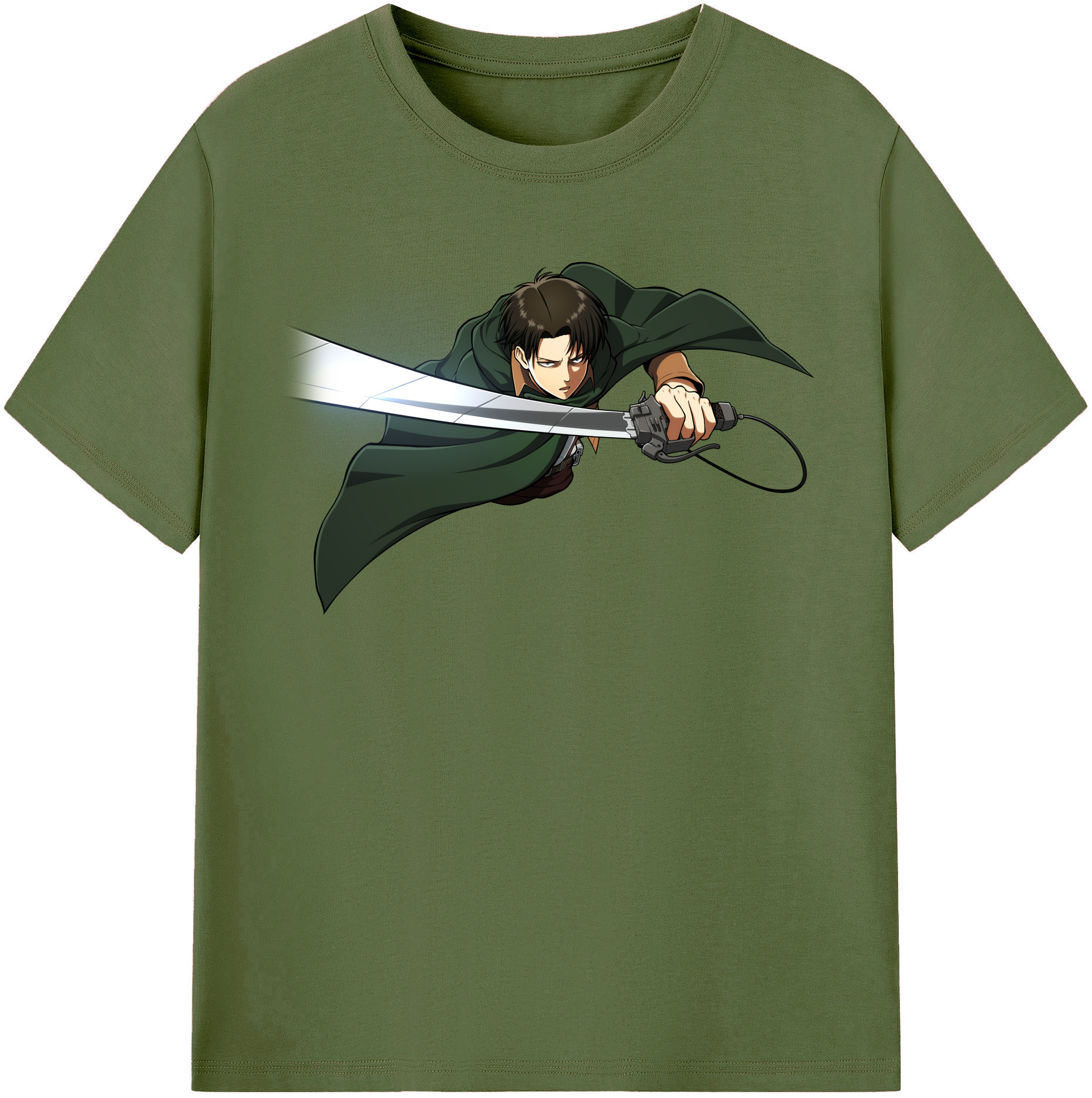 （画像用） 進撃の巨人 リヴァイ·アッカーマン Attack on Titan Levi Ackerman 綿100％半袖Tシャツ（フロントプリント）
